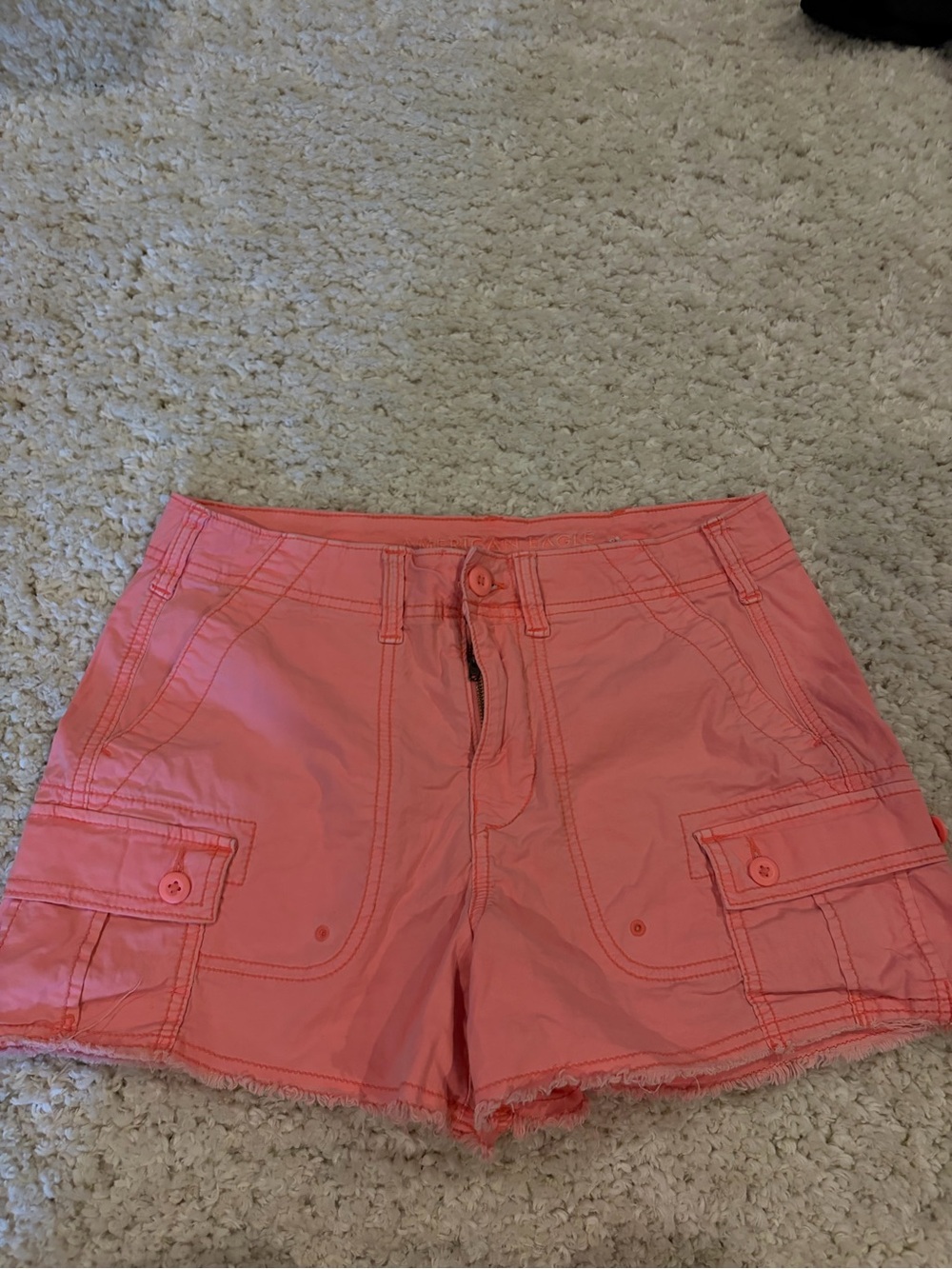 American Eagle Outfitters Coral Cargo Shorts with Flap Pockets